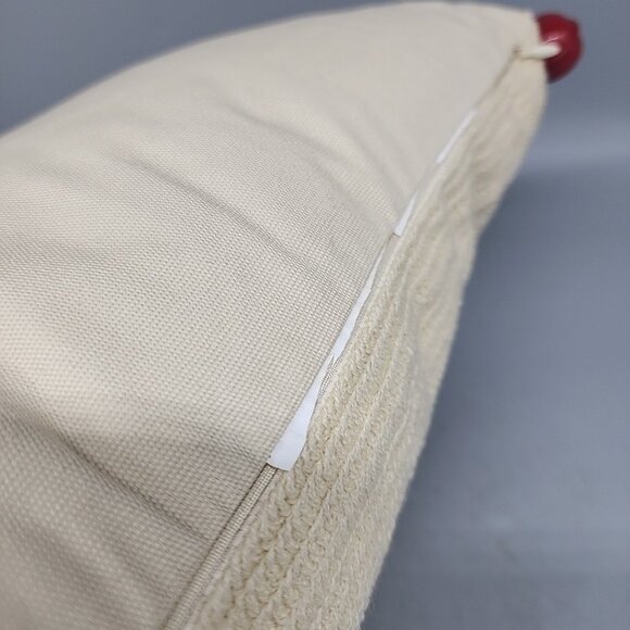 Pottery Barn Santa Reindeer Crewel Embroidered Holiday Lumbar Pillow 12x24" Bell - Picture 6 of 6